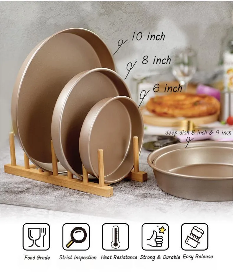6 inch, 8 inch and 10 inch pizza pan set of 3 nonstick pizza baking tray