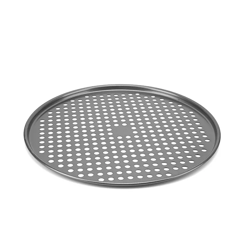 14.5 inch carbon steel pizza baking pan with holes grey nonstick coating