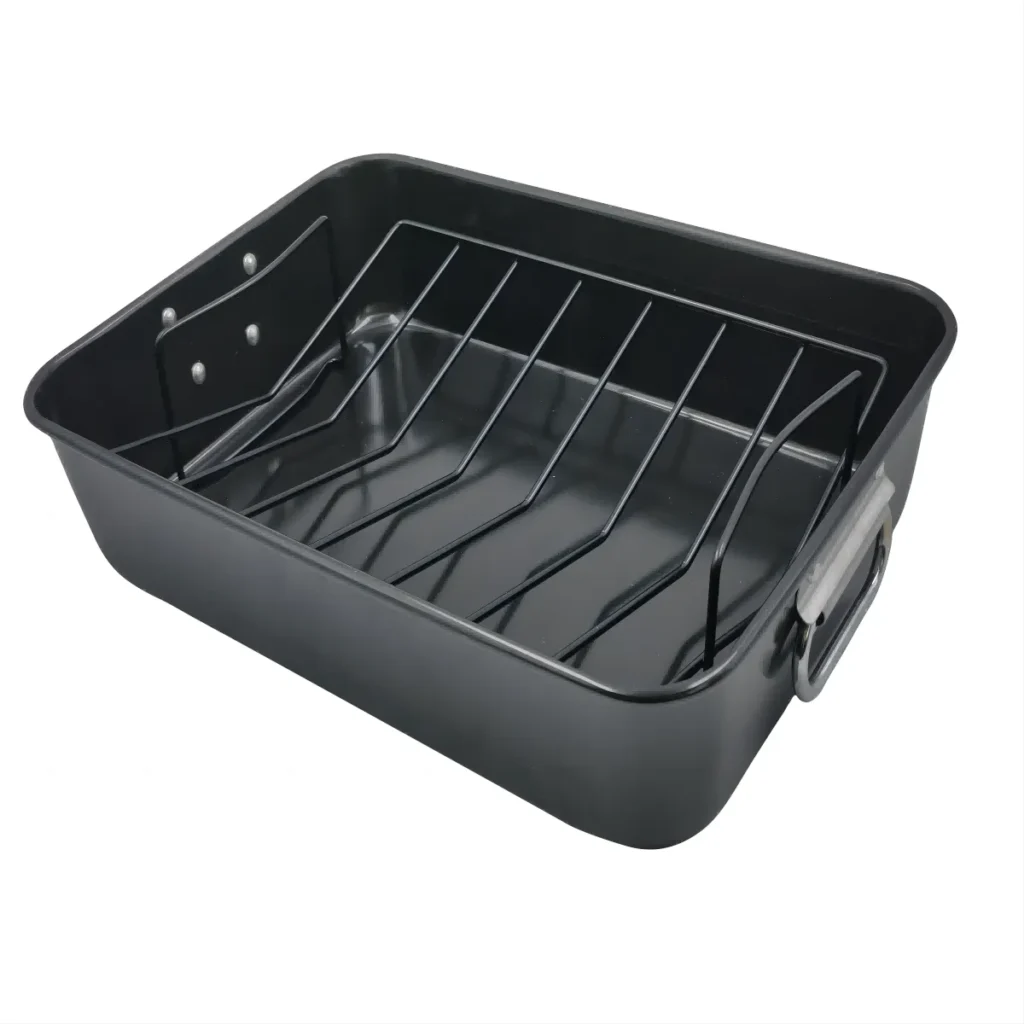 Carbon steel with Nonstick Coating-Roaster baking pan with wire rack-roaster factory